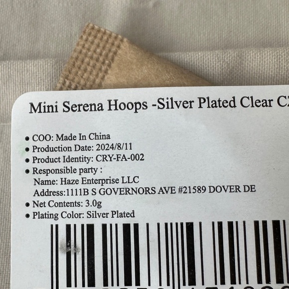 Crystal Haze Mini Serena Hoop Earrings Silver Plated Clear Cubic Zirconia - Picture 4 of 4